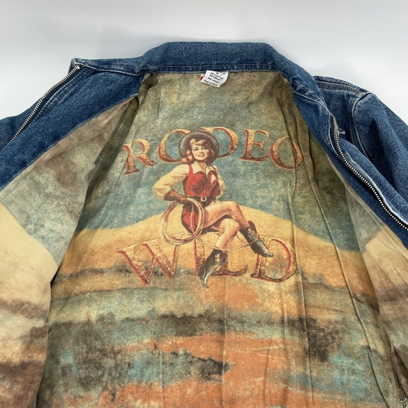ethyl Jackets & Blazers - Ethyl Denim Jacket Size Small Rodeo Wild Lady Lining Full Zip Blue Vintage